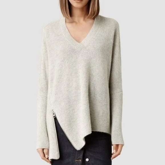 All Saints | V Neck Light Gray‎ Oversize sweater, Small - Picture 1 of 13